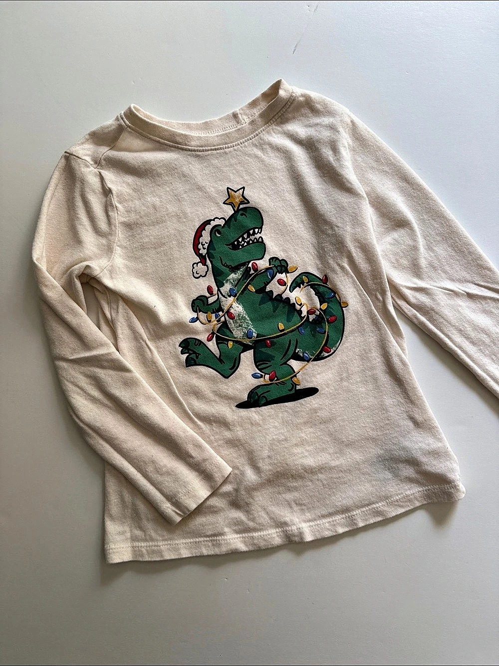 Old Navy 6T Christmas Long Sleeve Dinosaur Tee